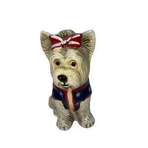 Yorkishire Yorkie Terrier Patriotic USA Vintage Porcelain Figurine 4th July